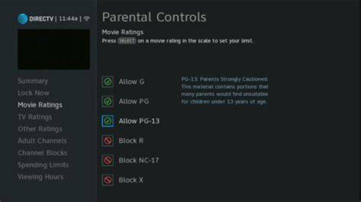 How do I reset my directv parental controls?