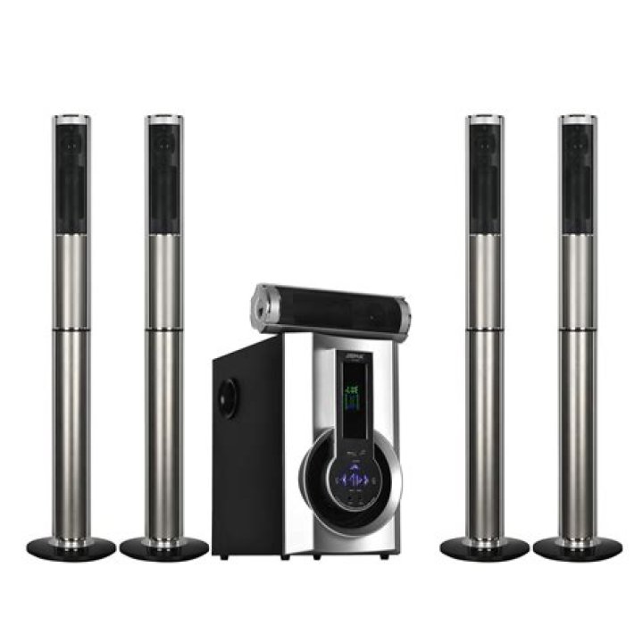 How many speakers are in a home theater system?
