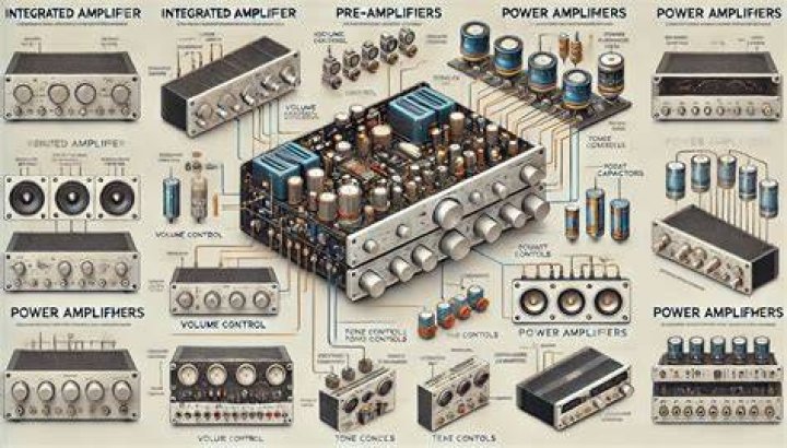 What are the components of an integrated amplifier?